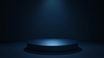 Fototapeta premium Dark blue spotlight background with grainy gradient texture