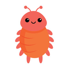 Cute cartoon insect character illustration in orange and pink colors