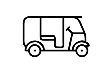 rickshaw or tuk tuk vehicle graphic on transparent background for web and graphic design