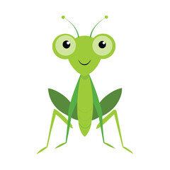 Cheerful cartoon grasshopper vector illustration isolated on white background
