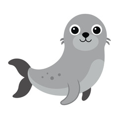 Cute cartoon seal illustration with simple design for children and educational purposes