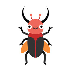 Cute cartoon stag beetle illustration isolated on white background vector artwork