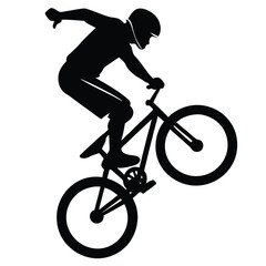 Fototapeta premium BMX Rider Silhouette Action Sports Vector Graphic