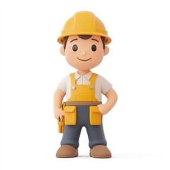Smiling construction worker figure in safety gear.