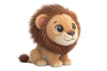 Fototapeta premium cute lion stuffed toy, isolated on transparent background - generated by ai