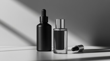 Chic black and clear bottles