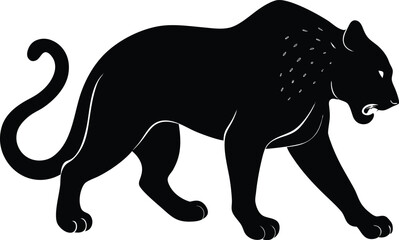 silhouette of a leopard crouched to pounce 