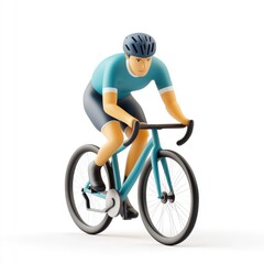 Naklejka premium 3D illustration of a cyclist in motion.