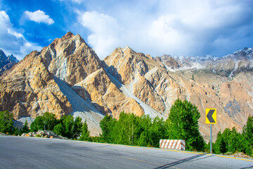 The iconic Passu Cones rise sharply beside the Karakoram Highway