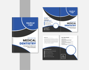 Dental Medical Bifold Brochure Design Template Free Vector.