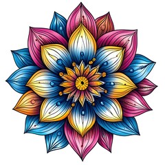 Brightly colored water lily blossom illustration perfect for botanical coloring books, wall art, and DIY crafts