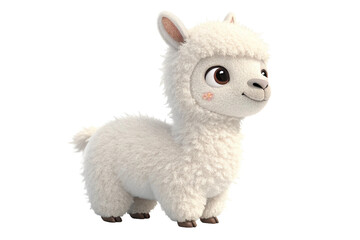 Cute transparent alpaca plush toy , isolated on transparent background - generated by ai
