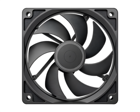 Black computer cooling fan with square frame