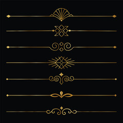 Collection of hand drawn vintage frame for text decoration in vector in gold. The design of the banners