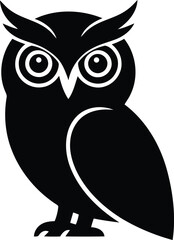 Perched Owl Silhouette – Clean Wildlife Vector Template in EPS
