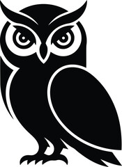 Tribal Owl Silhouette – Decorative Black and White Vector Design