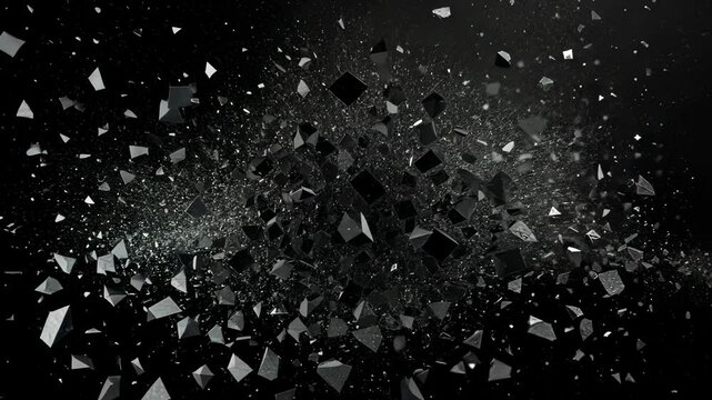 Abstract shattered fragments against black background