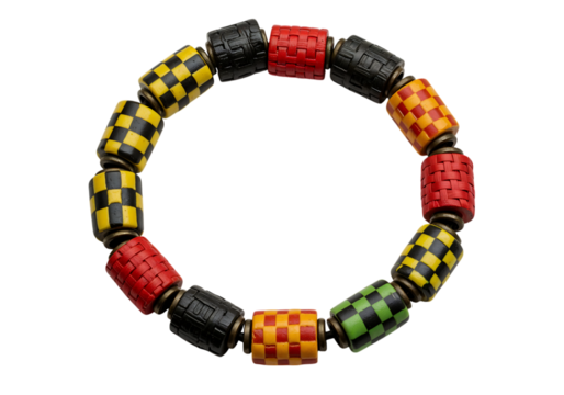 Checkered patterned bracelet with colorful beads. - Powered by Adobe
