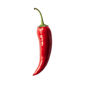 Vibrant red chili pepper placed on a clean transparent background, showcasing fresh produce for culinary uses, Red peper on transparent background