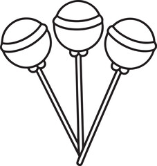 lollipops sticks line art, black outline, vector and illustration, coloring book page line art drawing