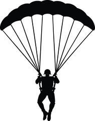 silhouette of a parachutist descending 