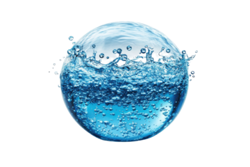 Crystal clear water sphere refreshing splash pure aqua bubbles vibrant blue liquid globe clean water