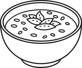 tomato and lentil soup line art, black outline, vector and illustration, coloring book page line art drawing