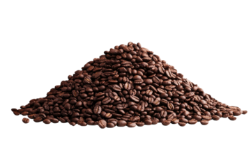 Rich dark roasted coffee beans a mountain of aroma freshly ground for your perfect brew Clean white