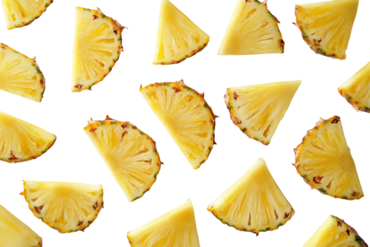 Sliced pineapple vibrant yellow juicy tropical fruit summer refreshment healthy snack bright white - Powered by Adobe