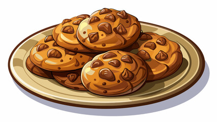 Freshly baked cookies, warm and full of gooey chocolate.
Neatly arranged on a white plate with soft shadows.
A comforting and delicious visual for digital art.
Isolated cleanly, ready for vector appli