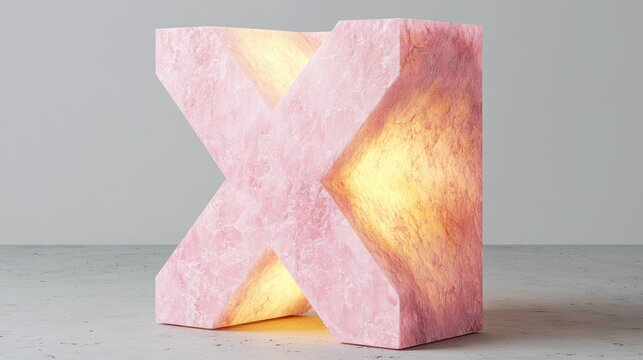 Pink, sculpted letter light fixture, illuminated from within. - Powered by Adobe