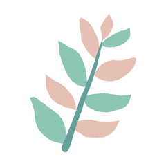 Leaves with free-spirited lines in pink and mint colors