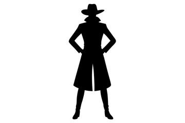 Silhouette of a confident person standing with hands on hips illustration, silhouette, person, standing, hands on hips, confident, vector, isolated, shape, figure, posture, pose, graphic, design, art