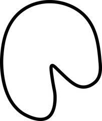 Black line drawing of an abstract organic shape with a soft, arc-like flow and smooth, wavy lines.
