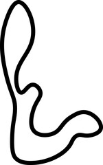 Black line drawing of an abstract shape with modern, fluid contours and a freeform organic outline.