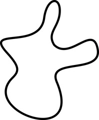 Organic abstract shape drawn with black lines, featuring soft, natural curves and a freeform structure.