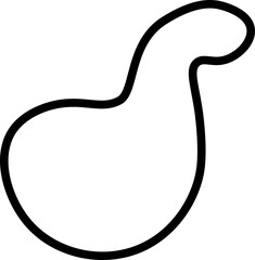 Freeform shape with an unstructured, raw contour, outlined in a hand-drawn black line.