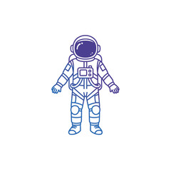 Astronaut in Spacesuit Standing Against White Background  