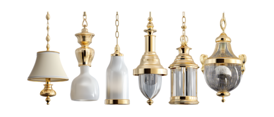 Pack of Lighting Fixtures Against Transparent Background for Interior Design, Architecture Planning, or Home Decor Projects