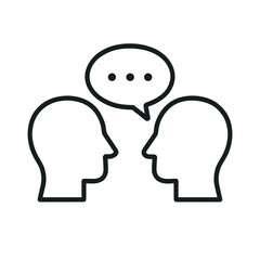 Conversation between two heads symbolizing mental health  