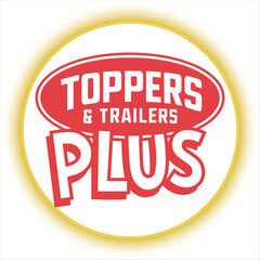 Toppers and Trailers Plus Logo Design,Red Oval Automotive Business Logo,Bold Trailer Dealer Logo Template,,Vehicle Accessories Store Logo Design,Industrial Transport Logo Concept