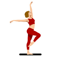 girl in red doing sports without background vector