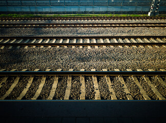 Empty sunset railway tracks transportation