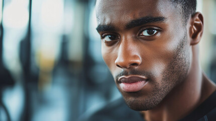 Close-up of a patientÃ¢ÂÂs face focused in determination during a rehab session