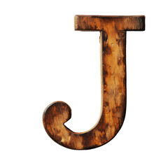 Wooden letter J displayed against a plain transparent background, ideal for educational and creative projects in various settings, consonant letter c is used to make words on transparent
