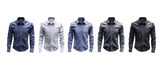 Pack of Formal Shirts Against Transparent Background for Fashion Retail, Office Wear Promotion, or Apparel Design Projects