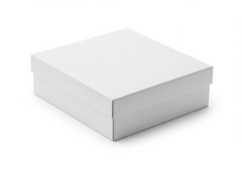 A plain square box with a lid sitting isolated on white background