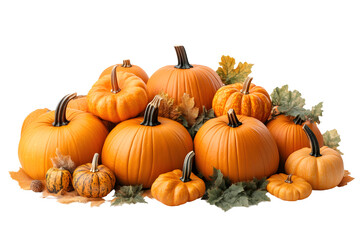 Obraz premium Autumn harvest pumpkins and fall leaves