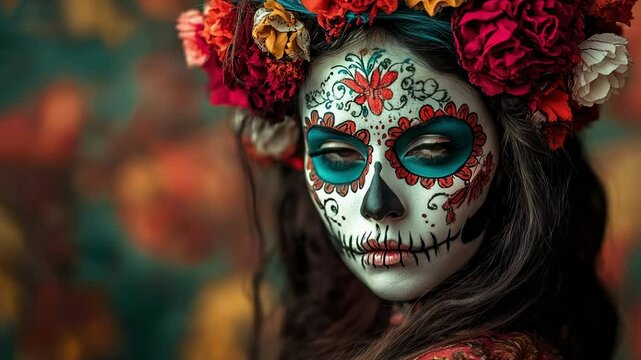 hispanic girl with calavera katrina makeup, Hispanic Heritage Month