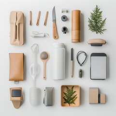 Conservation tools for forest protection flat lay display eco-friendly environment high fidelity imagery